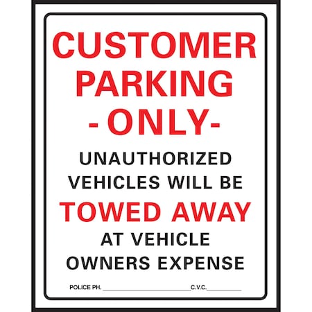 Hy-Ko Customer Parking Only Sign 10" x 14" A02085